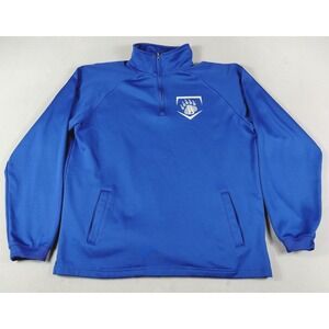 BAW Sweatshirt Mens Large Blue Baseball Thermo Tek 1/4 Zip Brewer Bears